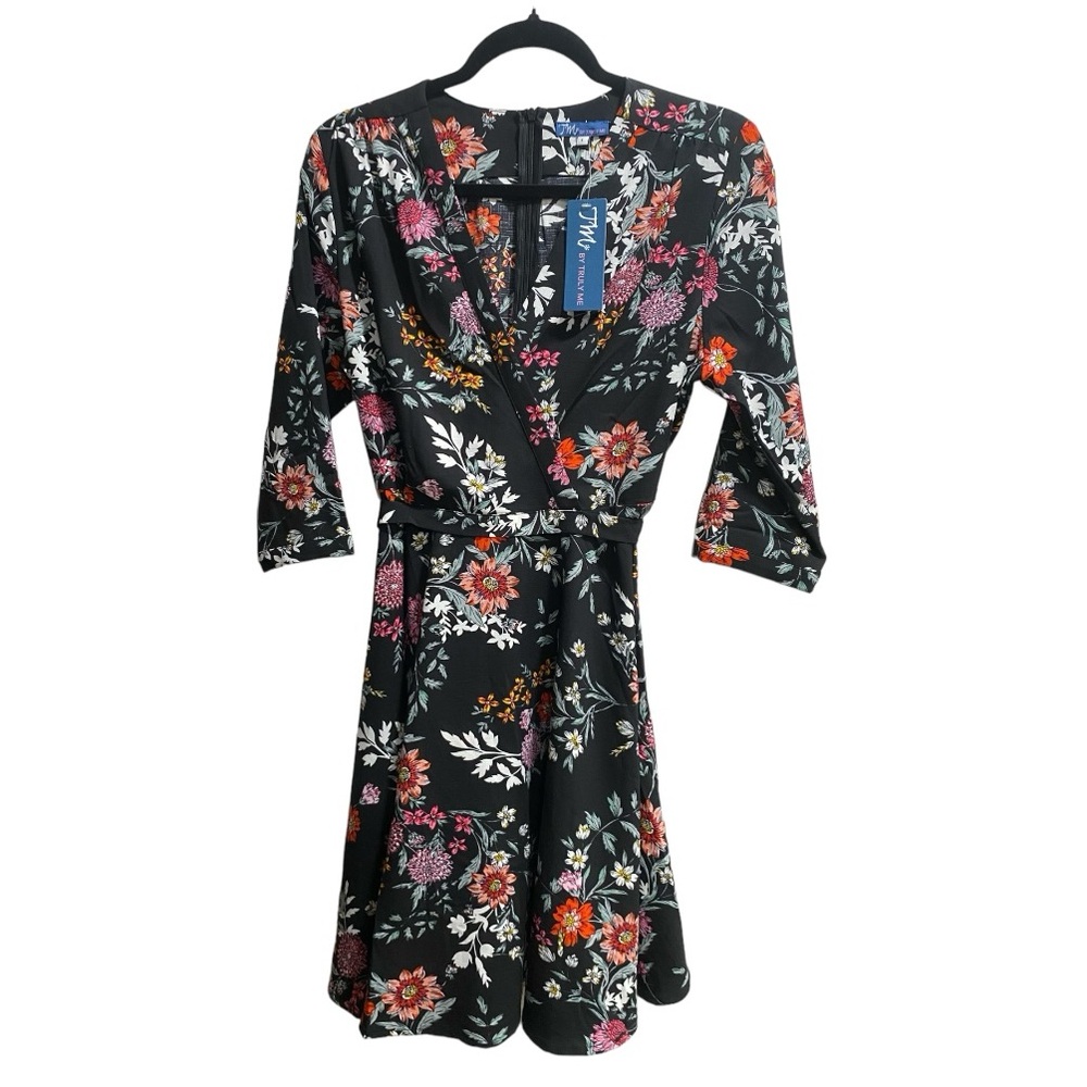 TM by Truly Me, Black Floral Dress, sz Large NWT